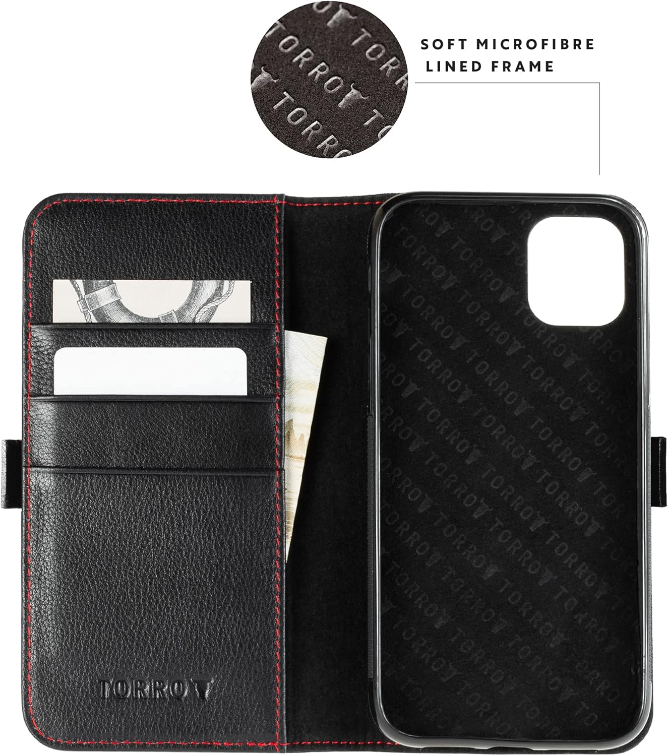 Apple iPhone 11 Pro Max Genuine Quality Leather Flip Case 6.5" 2019 (Black) - Image 2