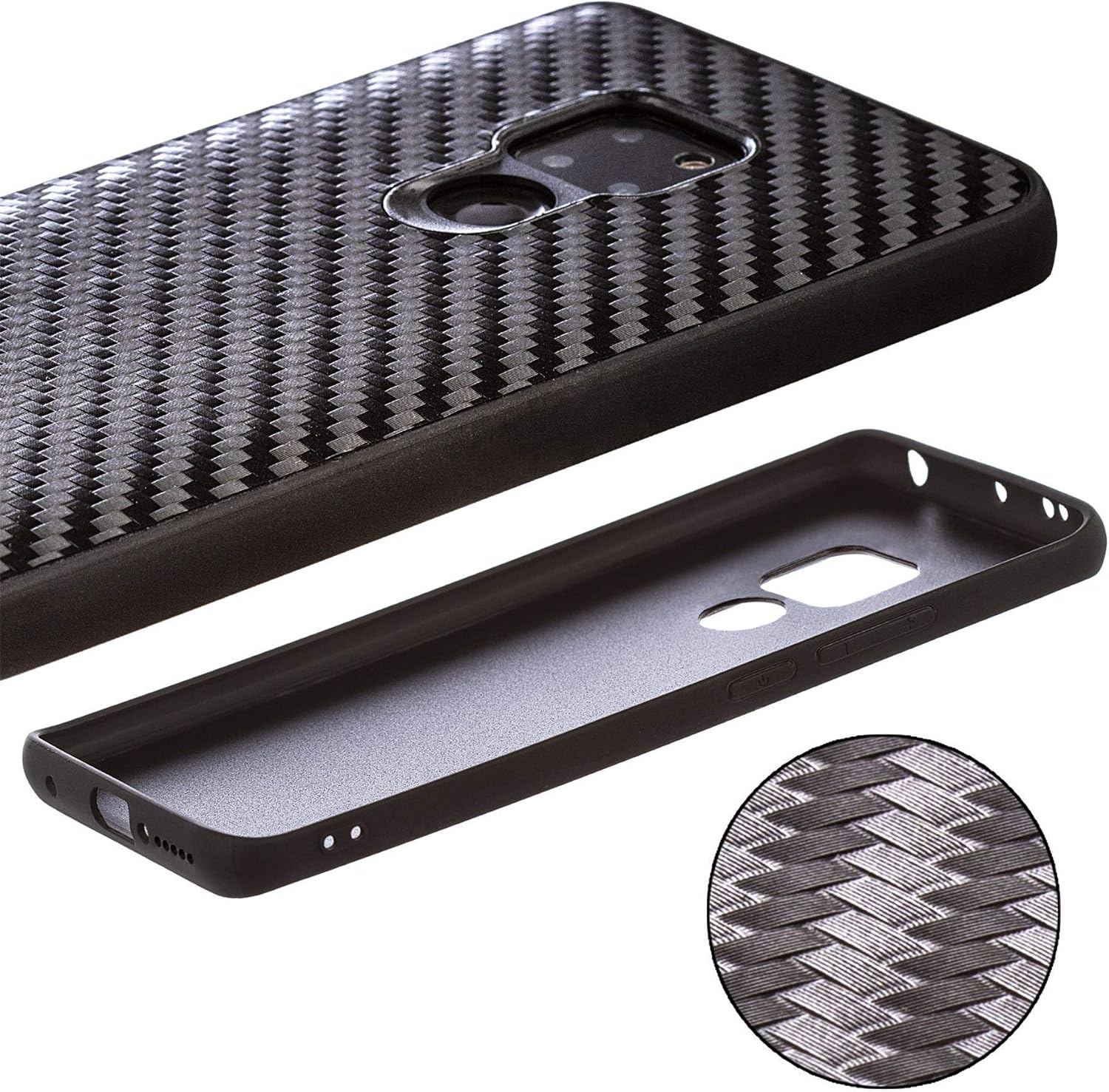 Carbon Texture Plastic Case Compatible with Huawei Mate 20 - Black - Image 4