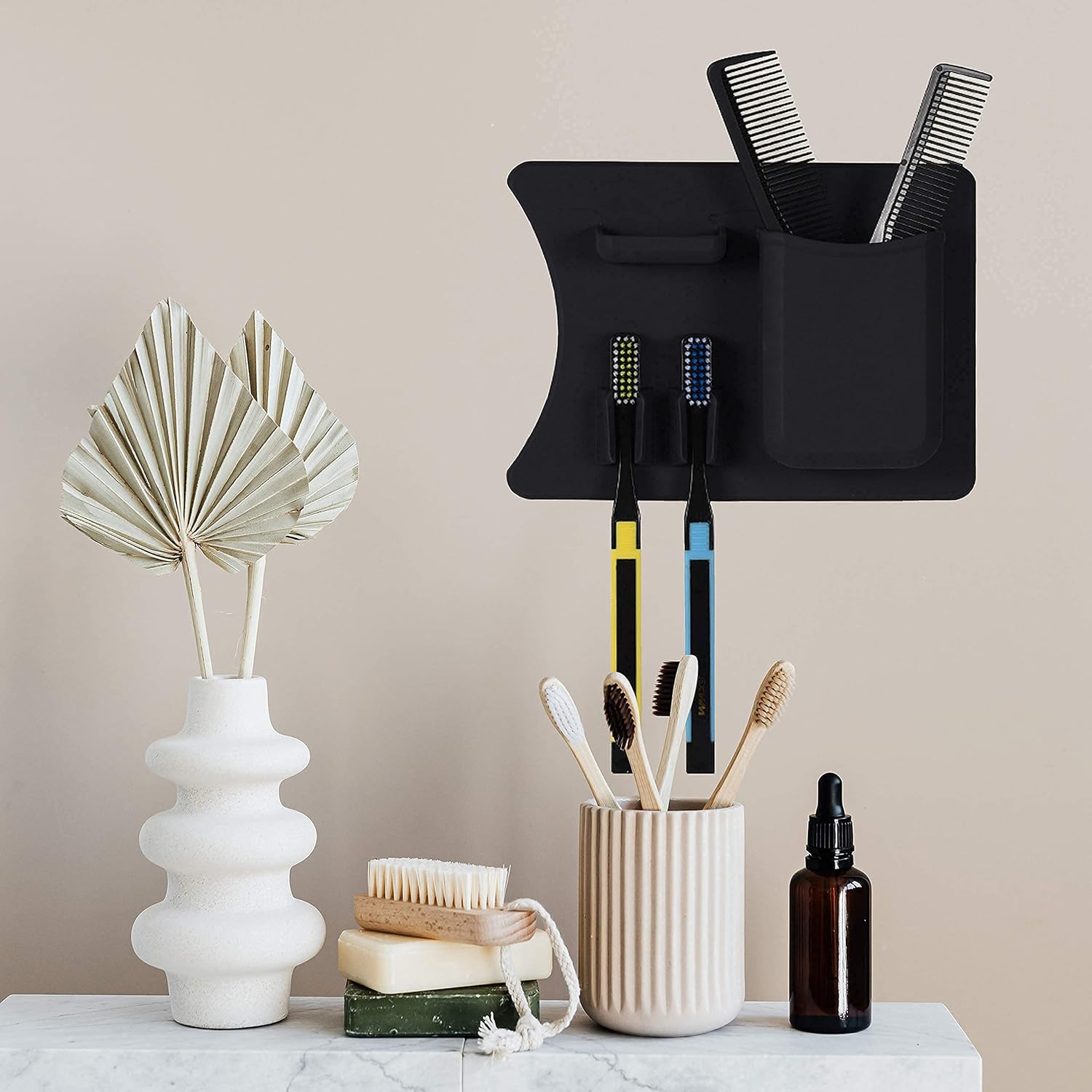 Silicone Toothbrush Holder for Shower Toothbrush Holder Organizer -1pcs -Black - Image 3