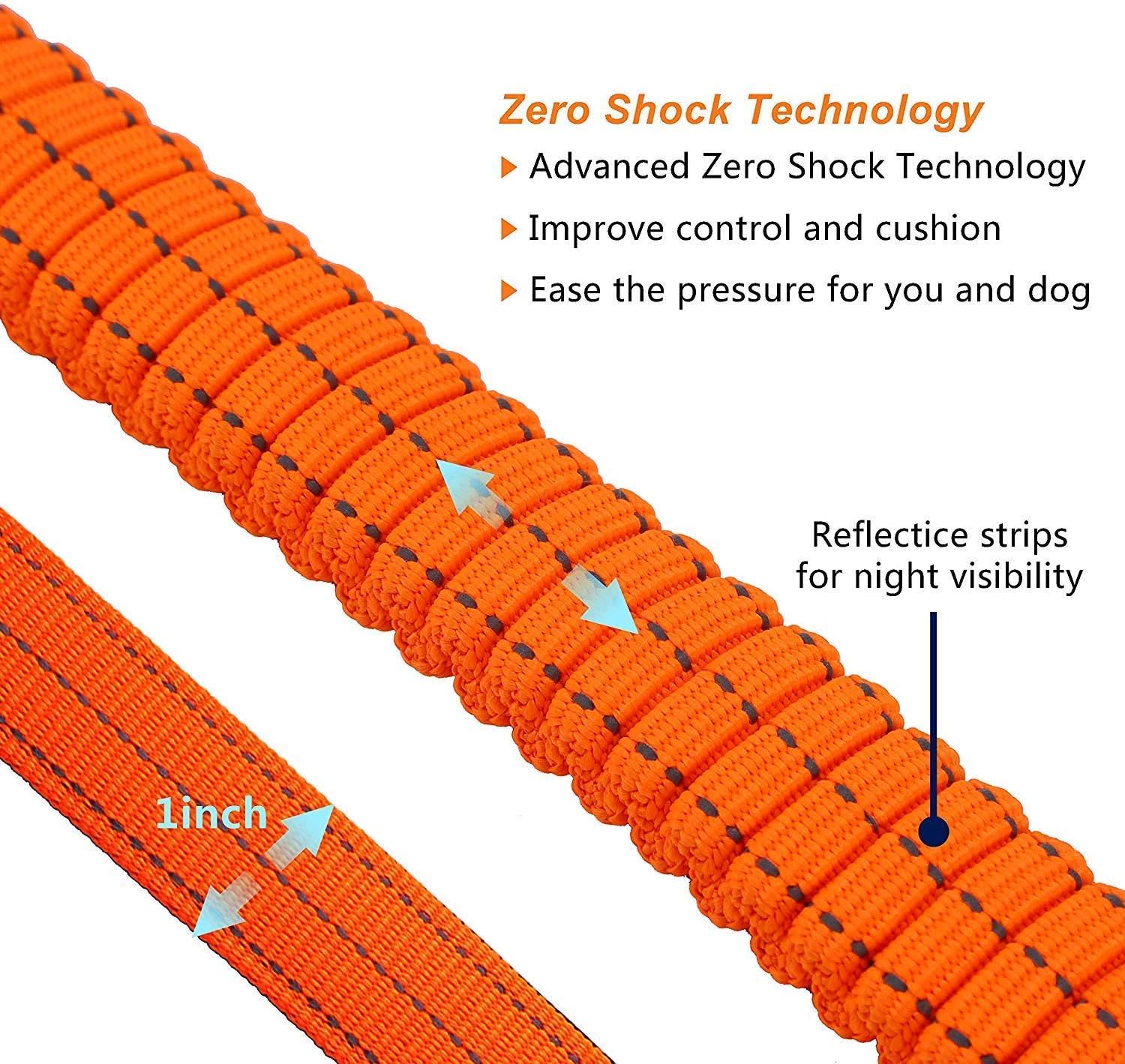 2 in 1 Dog Lead & Car Seat Belt, 150cm Reflective Anti-Shock Bungee Dog Leash - Image 3