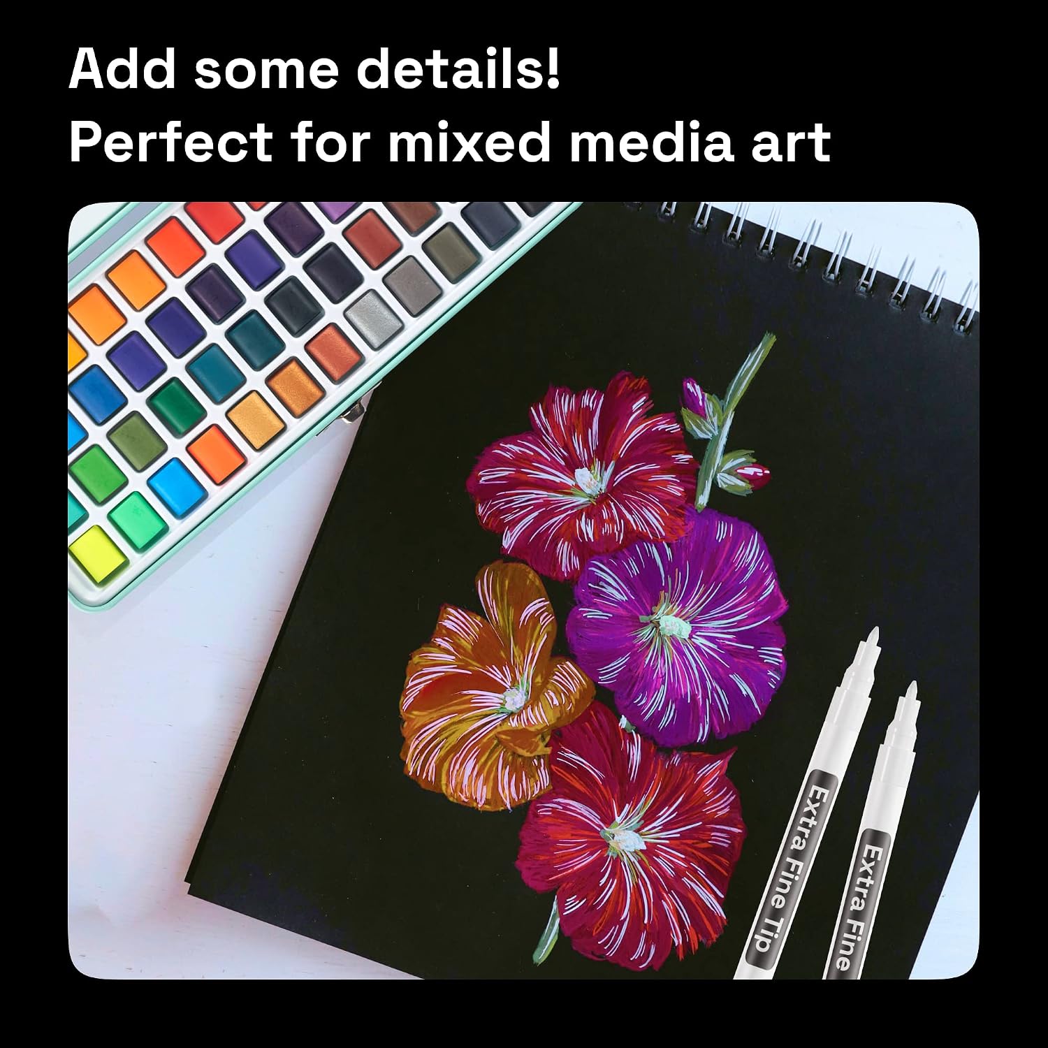 Set of 5 Acrylic Paint White Marker Water-based Extra-fine Tip 5 White - Image 7