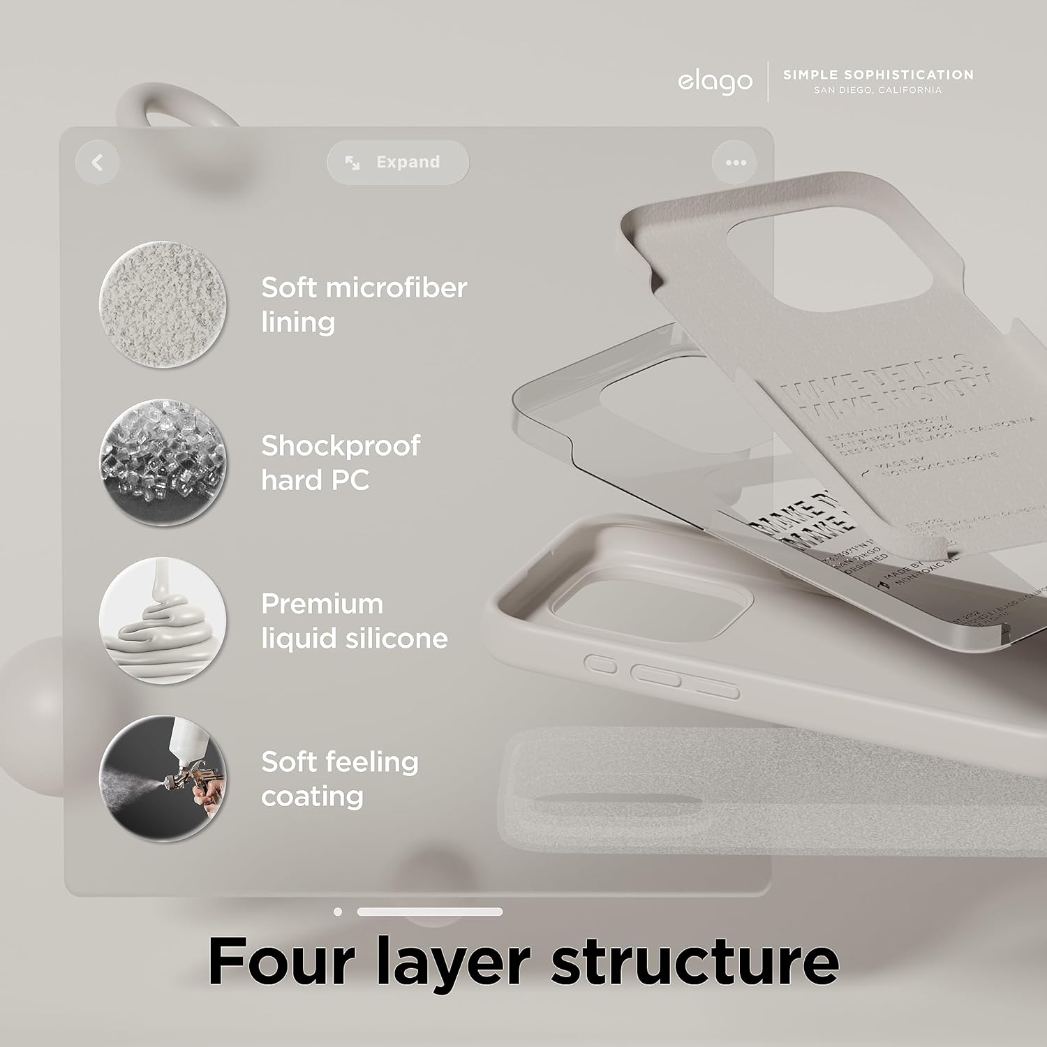 Liquid Silicone Case Compatible with iPhone 15 Pro Max, Premium Silicone (Stone) - Image 4