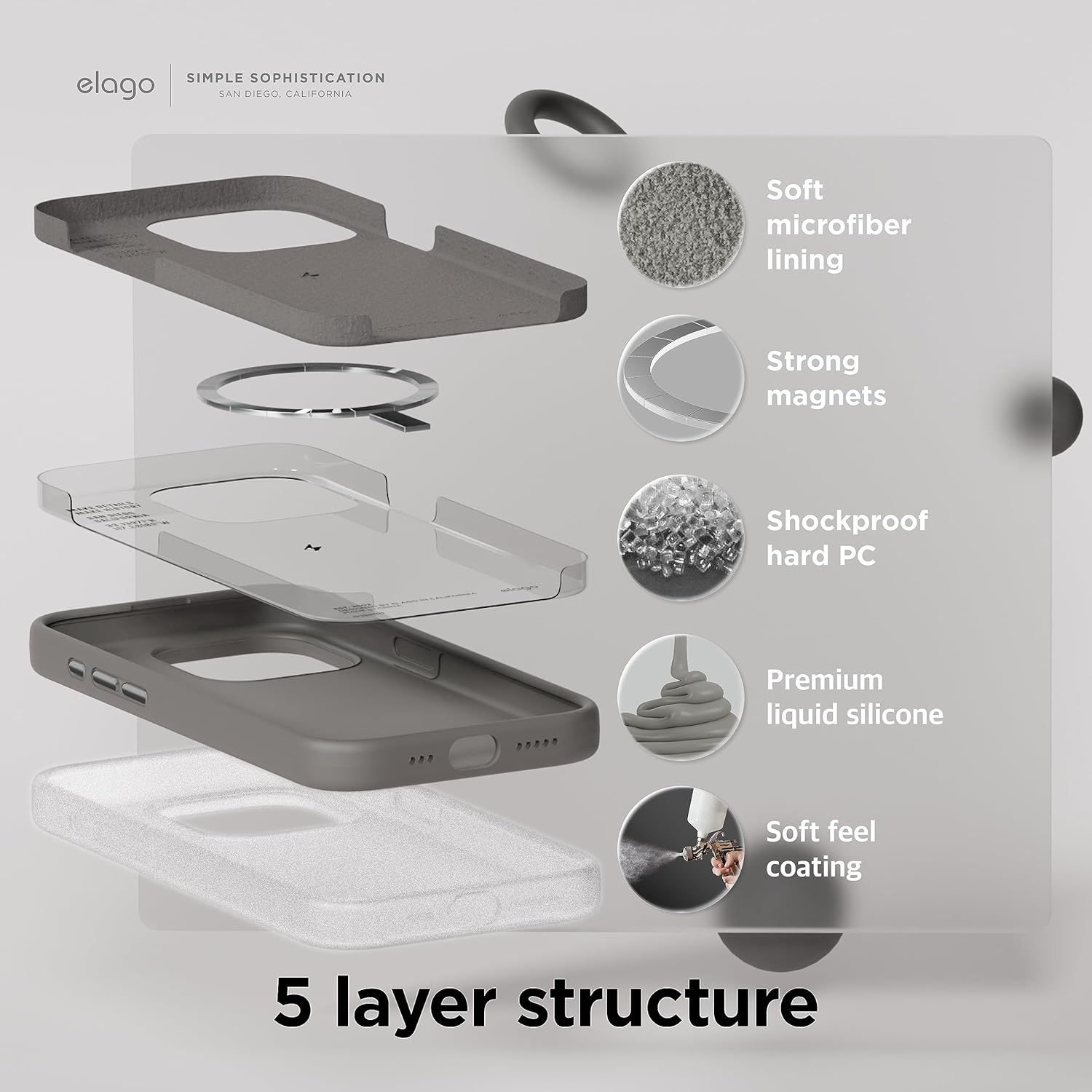 Magnetic Silicone Case for iPhone 15 Pro Max, with MagSafe (Medium Grey) - Image 4