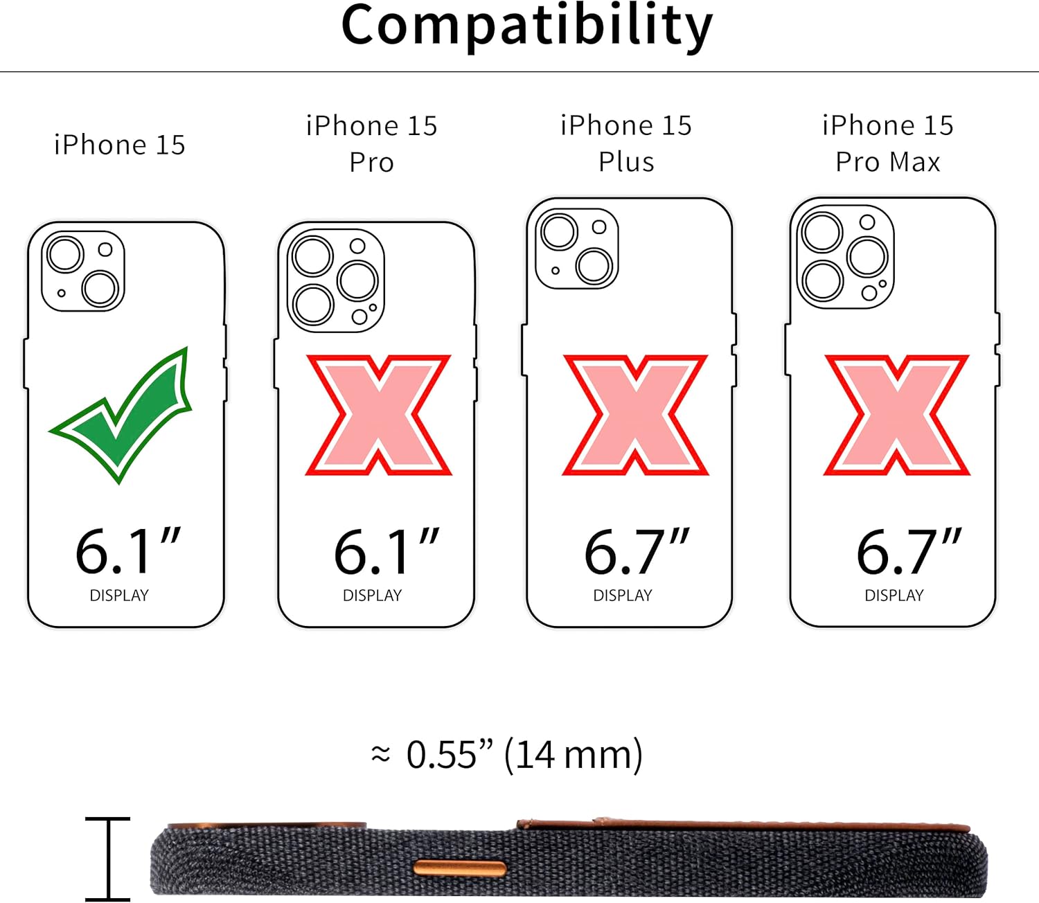 For iPhone 15 Built-in Metal Plate for Magnetic Mounting, Leather Wallet Case - Image 2