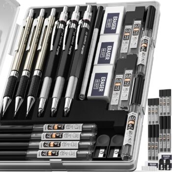 Nicpro 6PCS Mechanical Pencils, 3 PCS Metal Automatic Drafting Pencil 0.5-0.9 mm