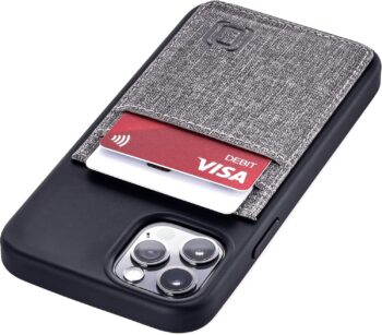 iPhone 12/ 12 Pro Wallet Case: Hidden Metal Plate for Magnetic Mounting - Grey