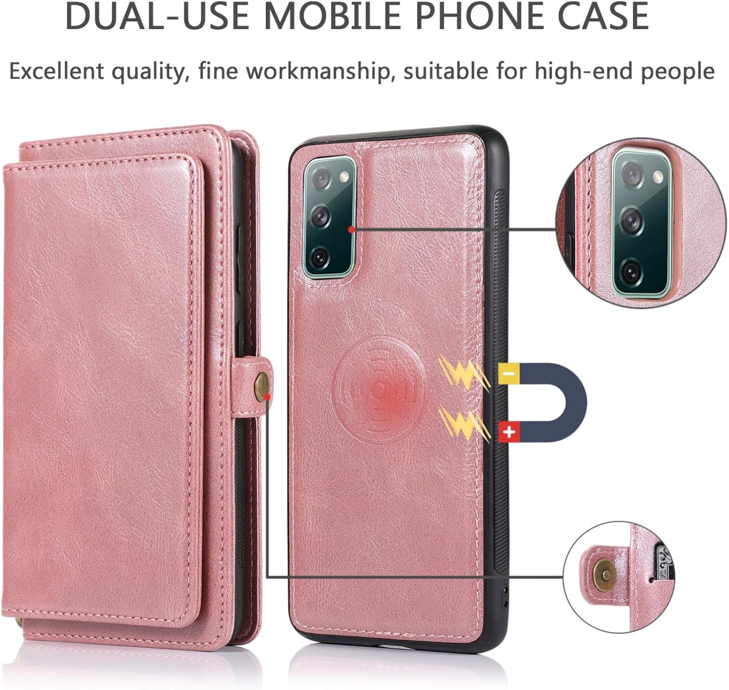 Samsung S20 FE Wallet Case, 2 in 1 Magnetic Detachable Leather Flip Case - Image 5