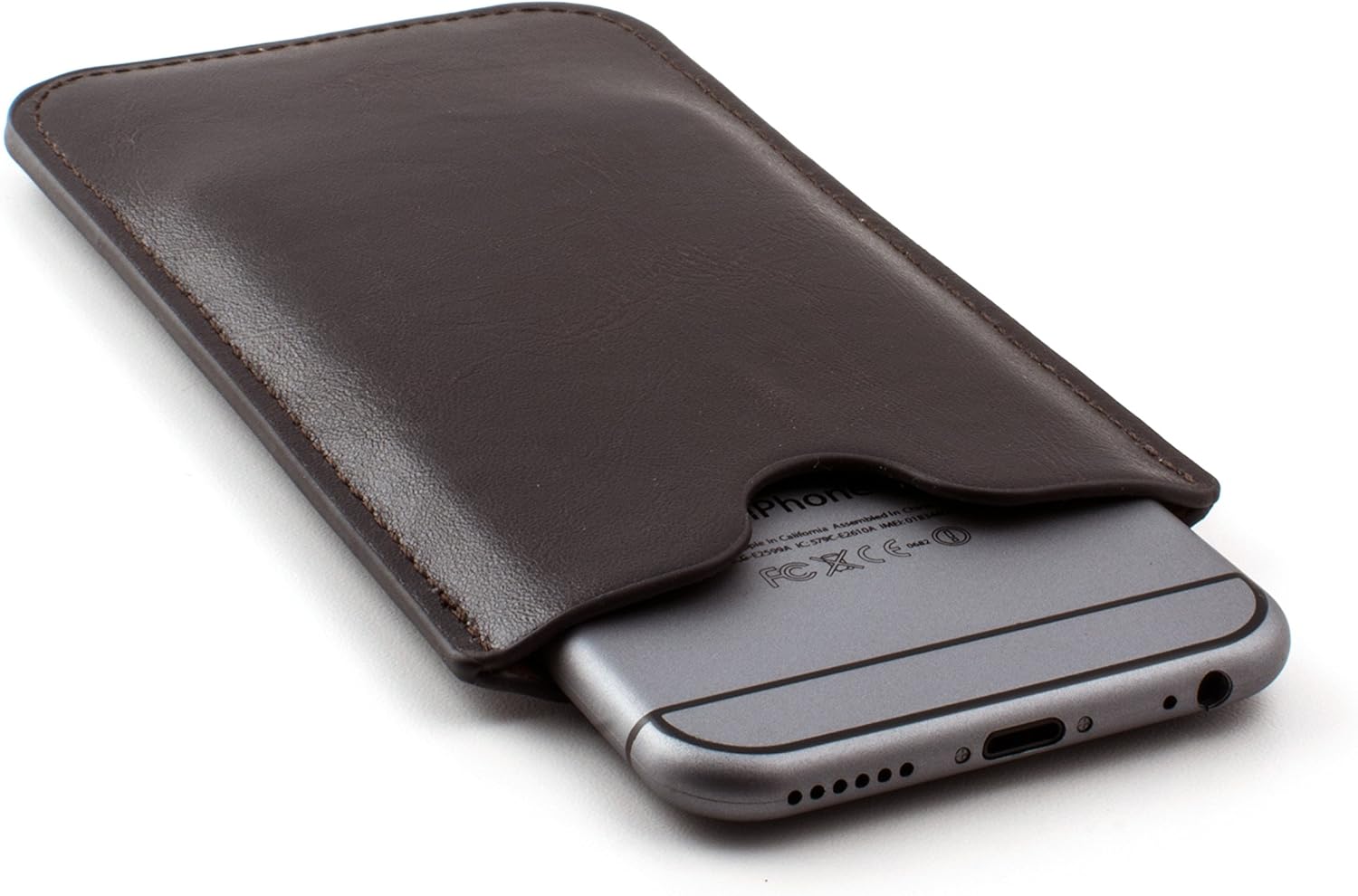 For iPhone SE 3 (2022), 13/12 Mini, SE 2 (2020) Synthetic Leather - Dark Brown - Image 4