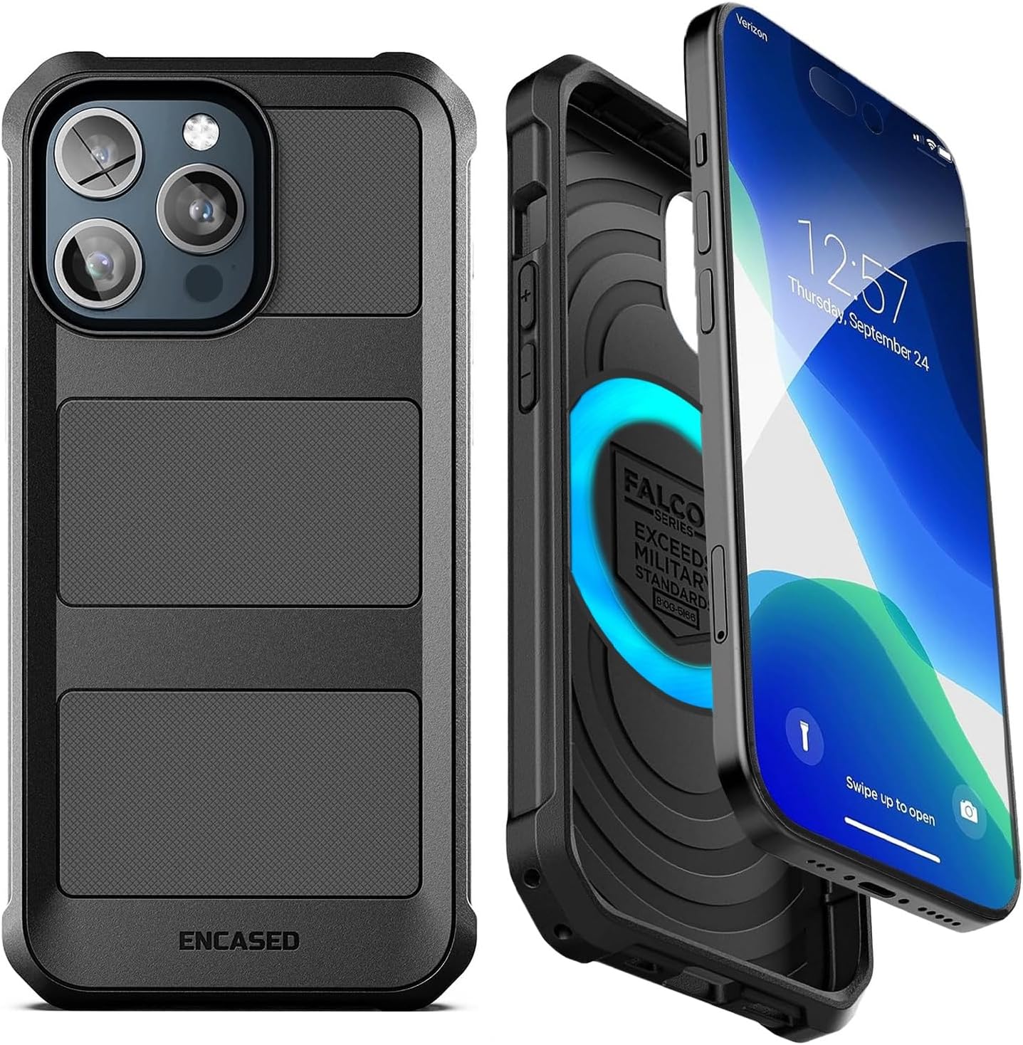 For iPhone 15 Pro Max - Protective Shockproof Magnetic Case (Black)