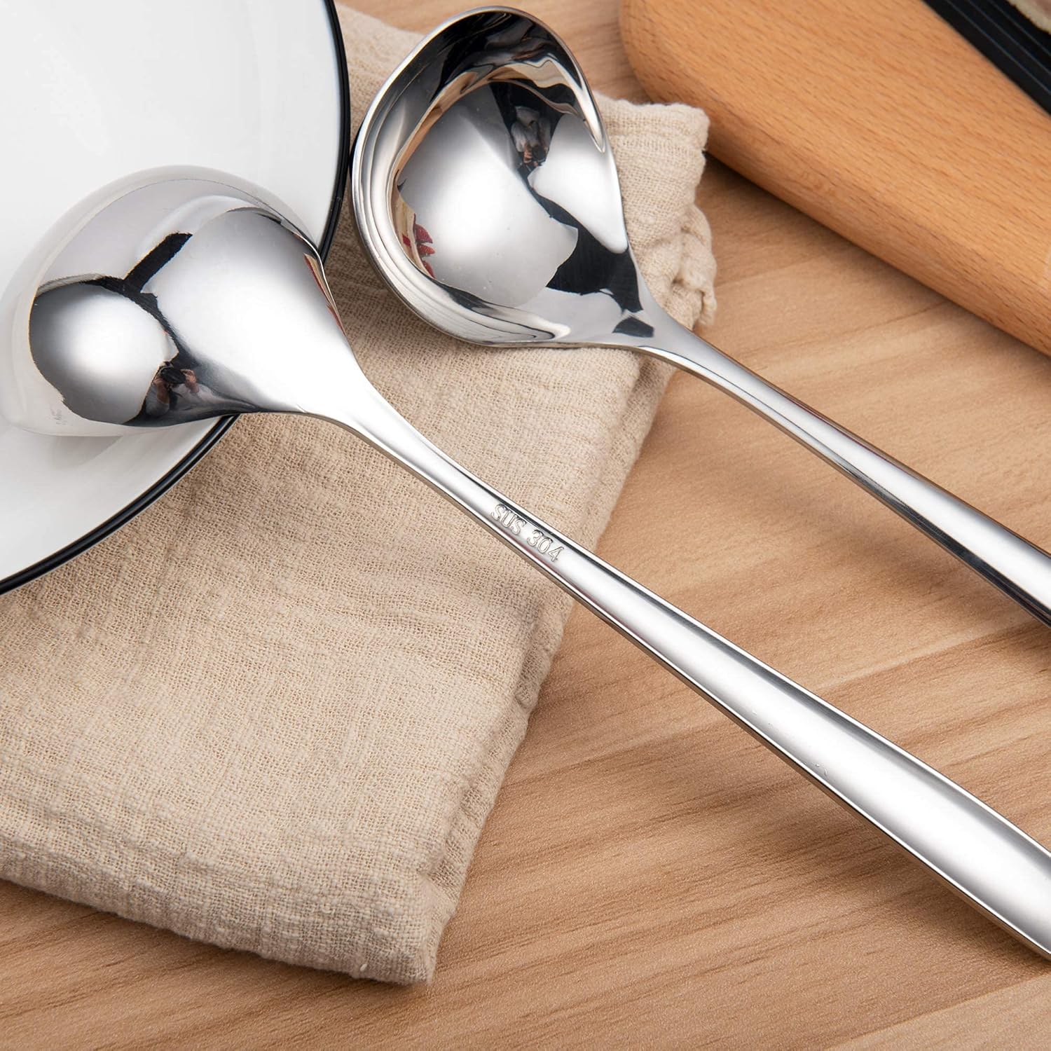 8-Inch Mini Sauce Gravy Ladle SUS304 Stainless Steel Deep Serving Soup Spoon - Image 7