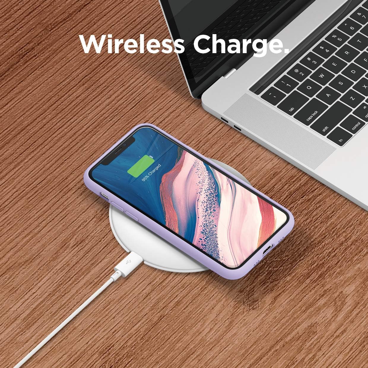 Liquid Silicone Case Designed for iPhone 11, Silicone, Full Coverage - Lavender - Image 5