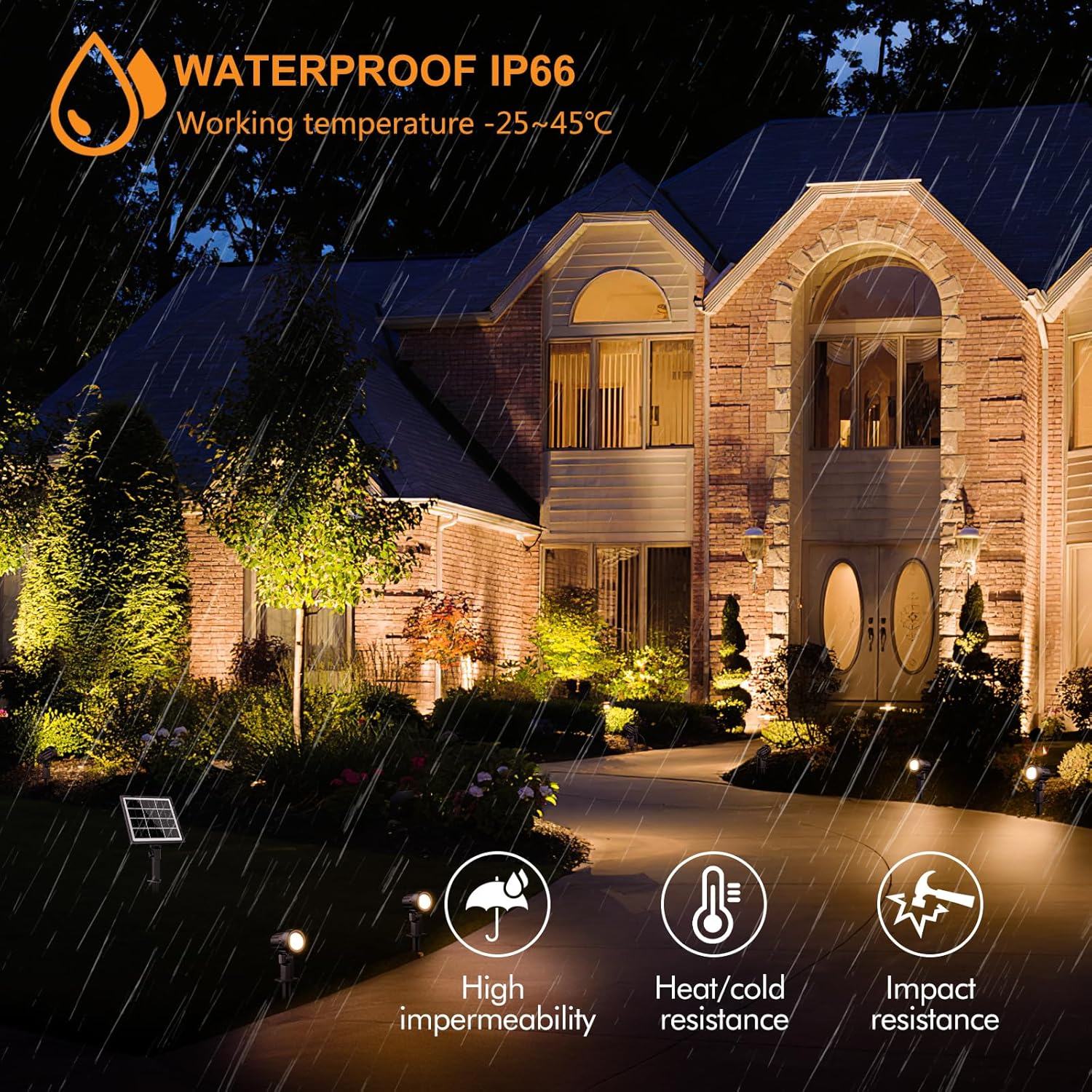Solar Outdoor Spotlights, 4 in 1 Solar Garden Lights, IP66 Waterproof, LED Solar - Image 5