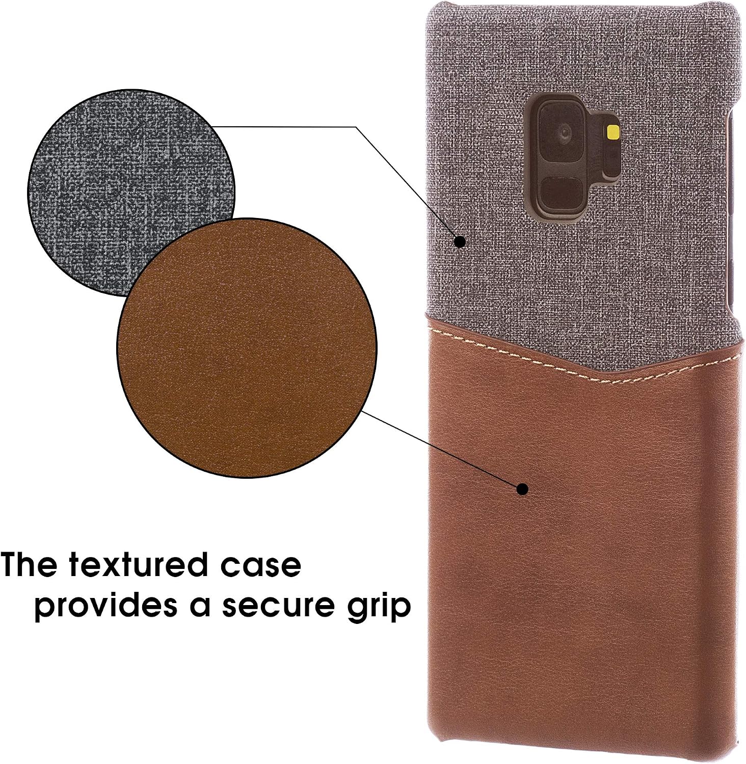 PU Leather Card Wallet Plastic Case for Samsung Galaxy S9 - Brown - Image 4
