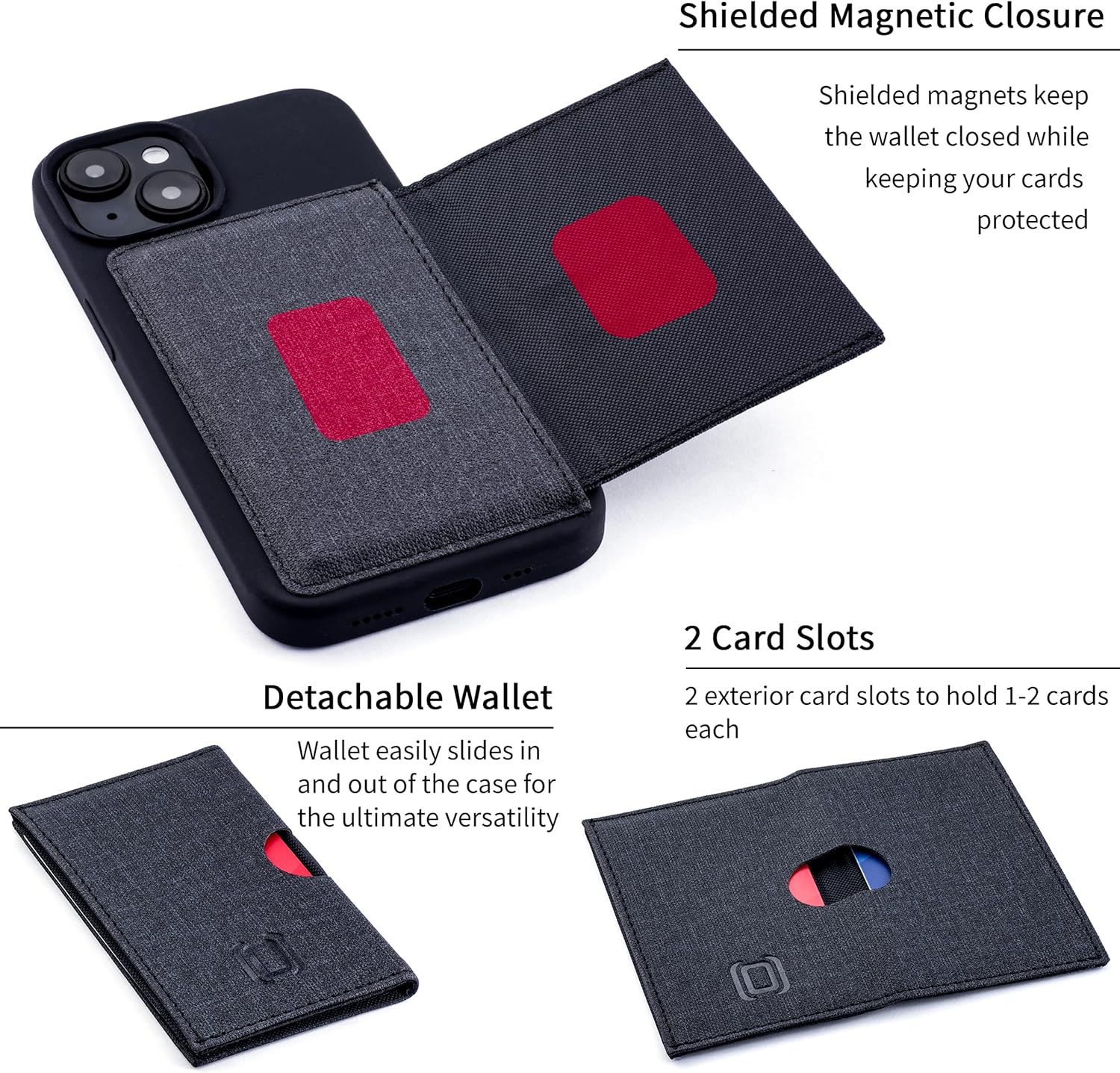iPhone 14 with Removable Minimalist Flap Wallet (Black) - Image 3