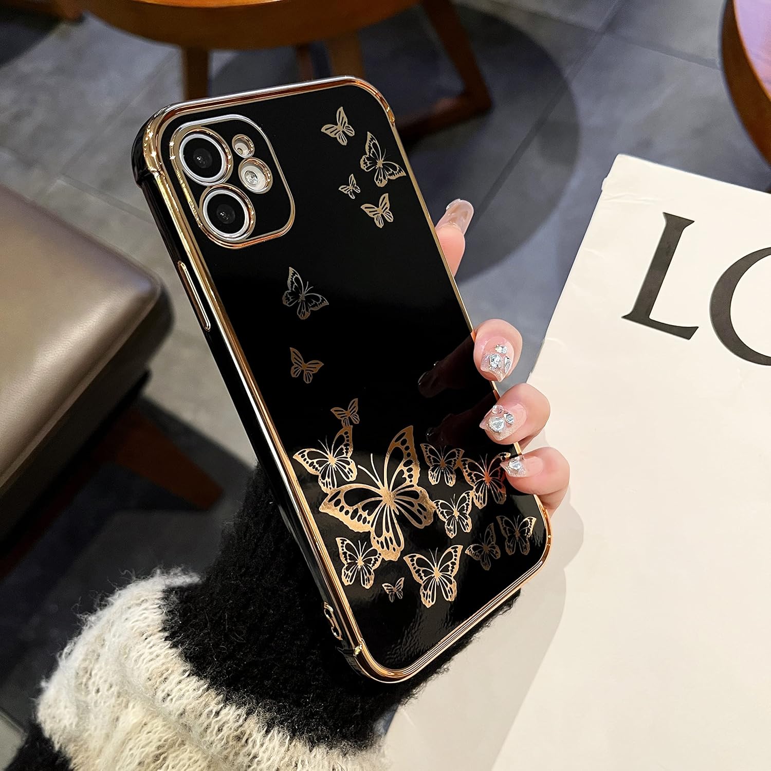 For iPhone 11 (6.1") Protective Gold Edge Shockproof Slim Case, Black - Image 5