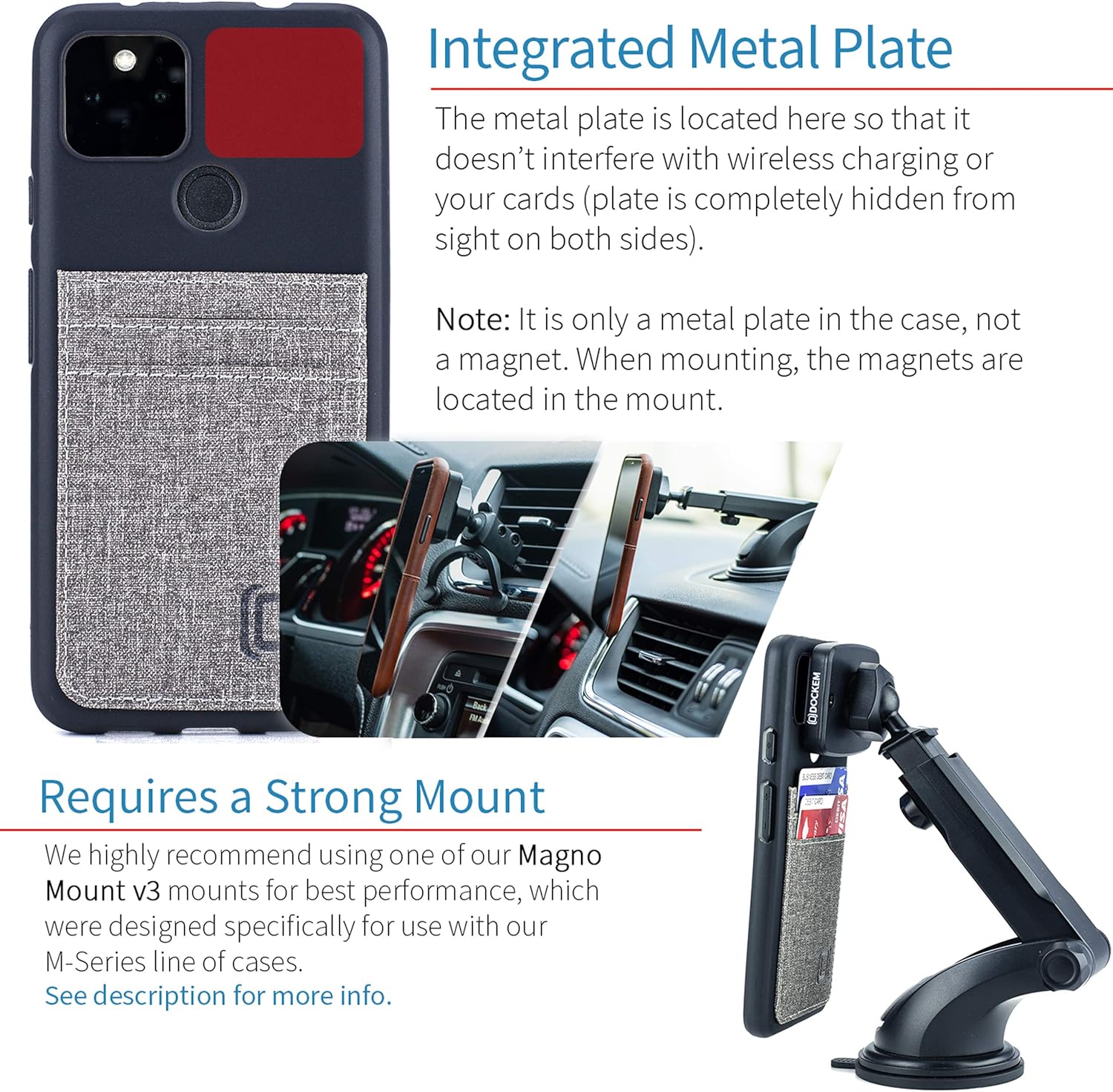 Google Pixel 4a 5G (6.2") Synthetic Leather Magnetic Wallet Case - Black/ Grey - Image 3