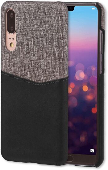 Card Wallet Plastic Phone Case Compatible with Huawei P20. PU Leather - Black