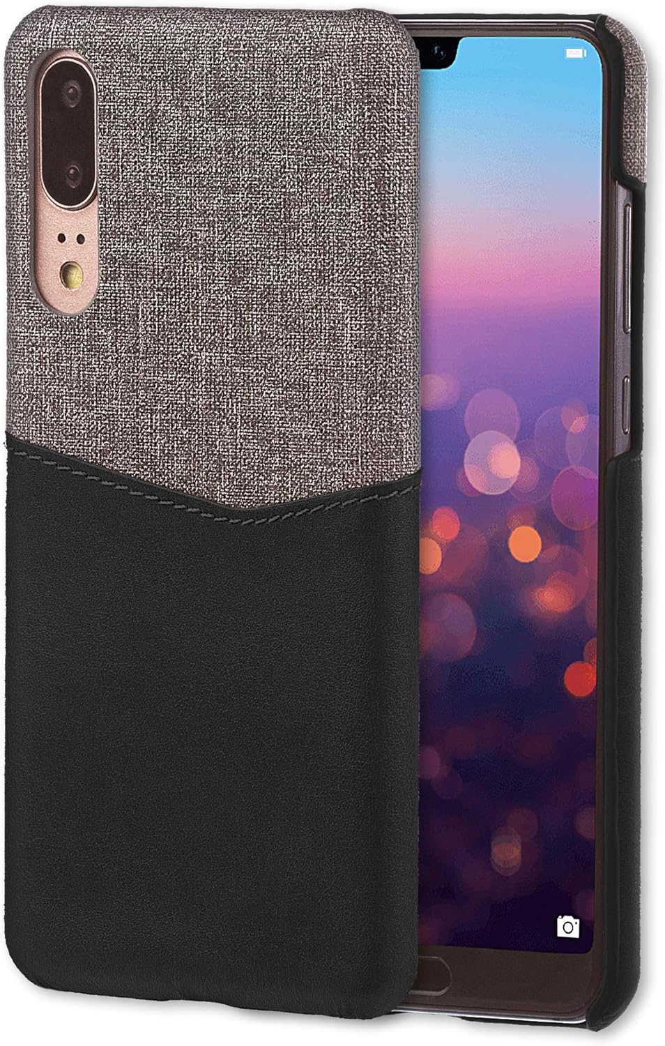 Card Wallet Plastic Phone Case Compatible with Huawei P20. PU Leather - Black