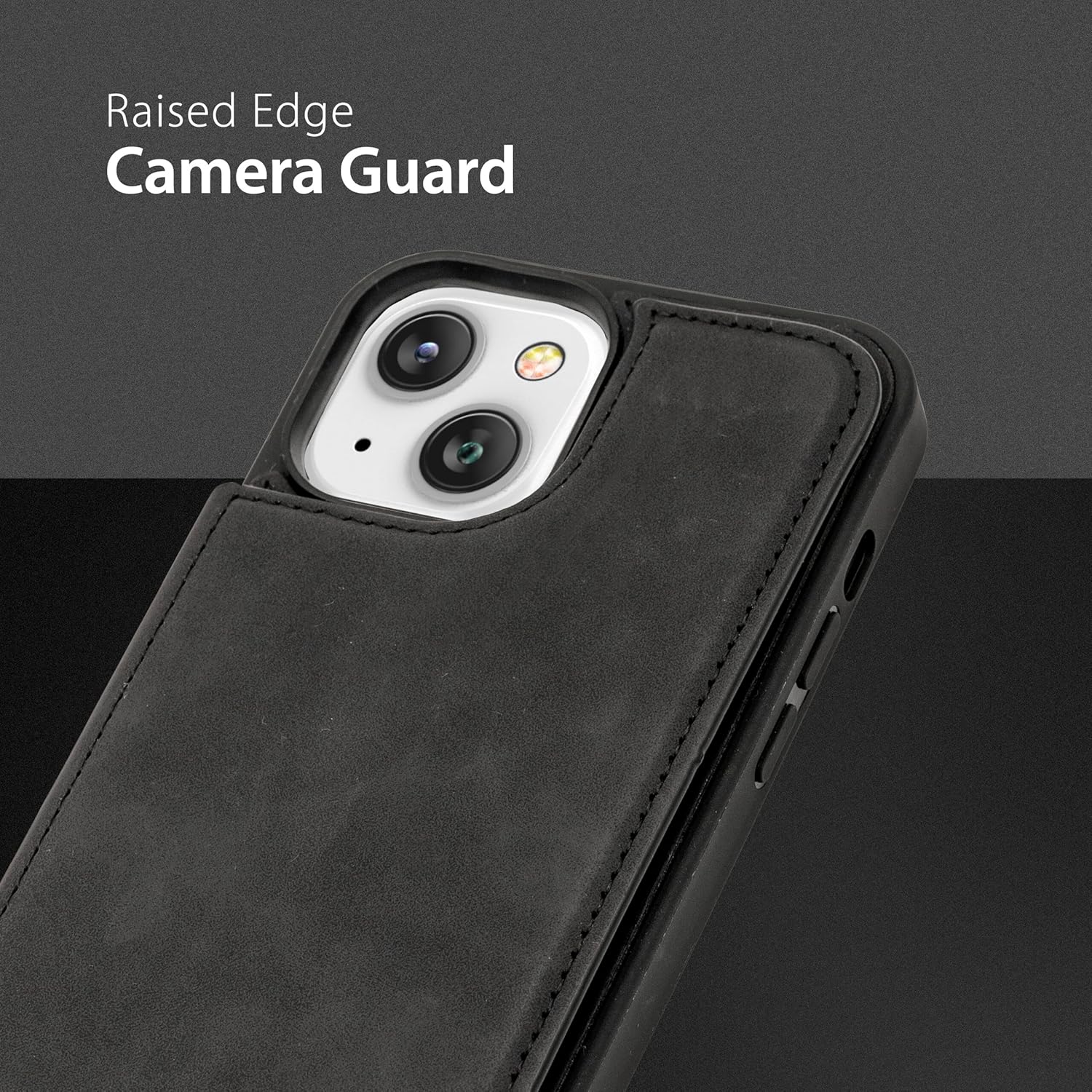 Wallet Case for iPhone 14 with Card Holder Folio Pocket and Wrist Strap (Black) - Image 8