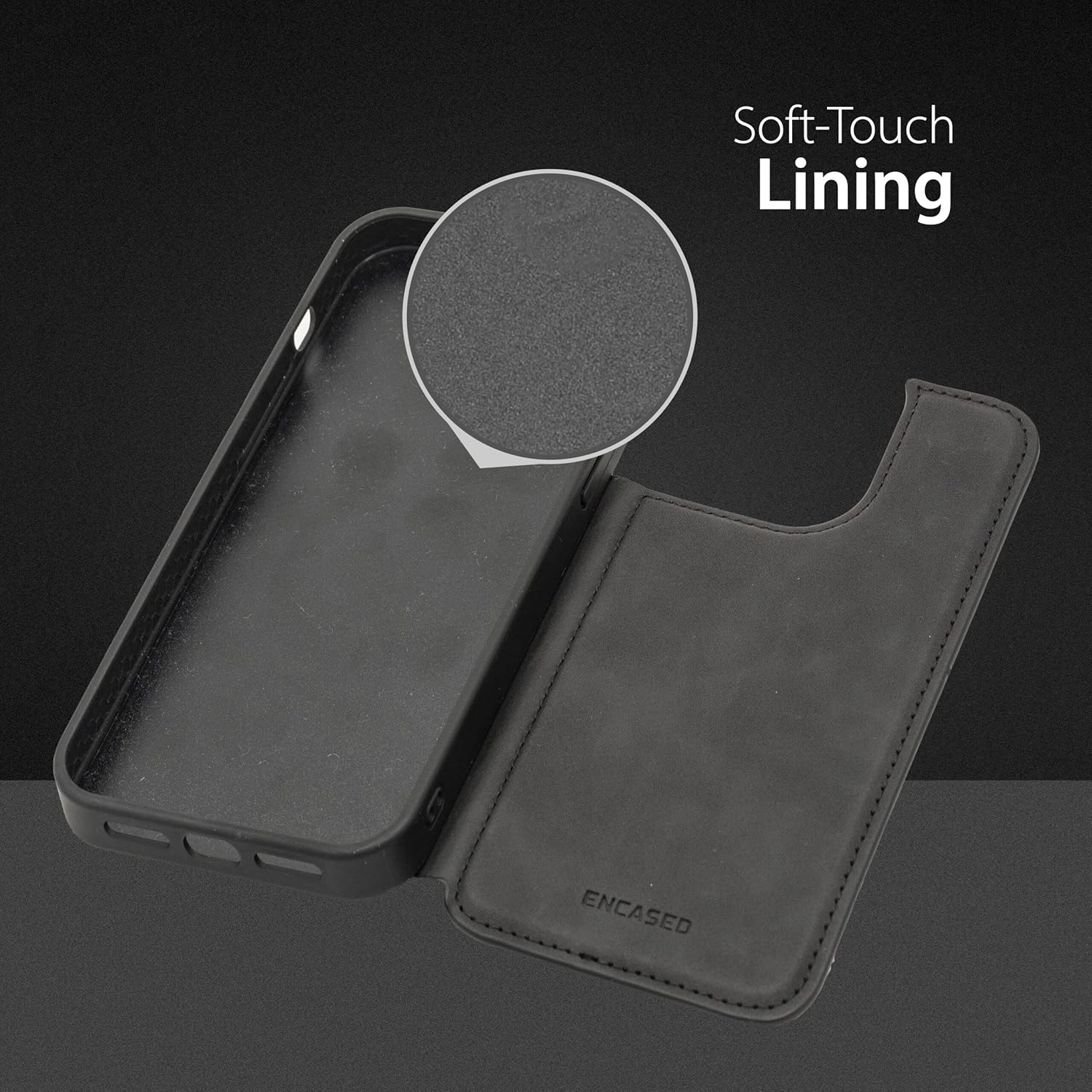 Wallet Case for iPhone 14 with Card Holder Folio Pocket and Wrist Strap (Black) - Image 7
