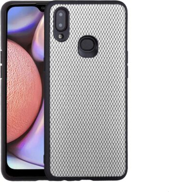 Canvas X Fabric Texture Plastic Phone Case for Samsung Galaxy A10S (Light Grey)