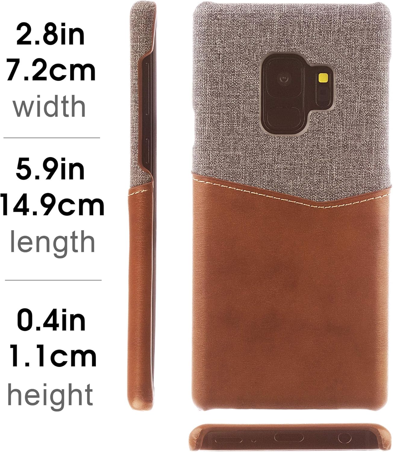PU Leather Card Wallet Plastic Case for Samsung Galaxy S9 - Brown - Image 2