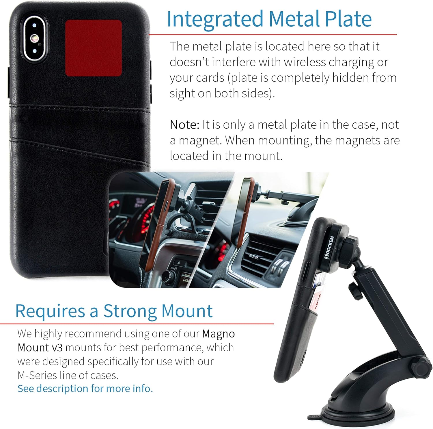 iPhone X/XS: Built-in Metal Plate for Magnetic Mounting Wallet Case - Image 3