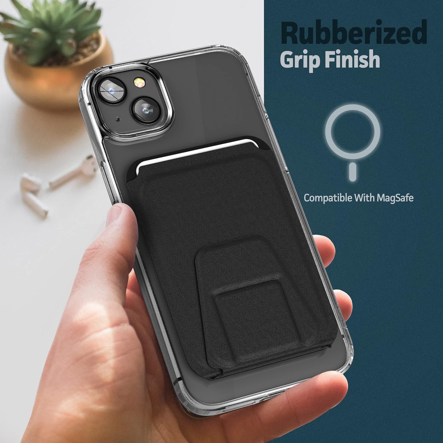 Kickstand Card Holder Magnetic Wallet Case Designed for iPhone 14 - Image 3