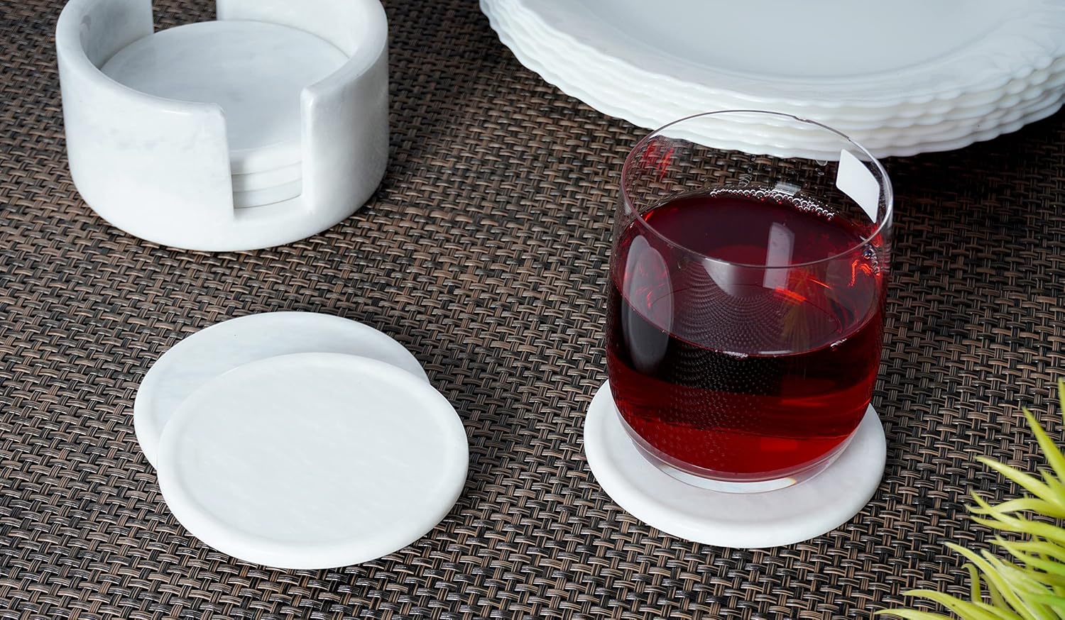 Coaster Set Handmade Marble 3.5 Inches Coasters Set - Kitchen Caddy - Image 2