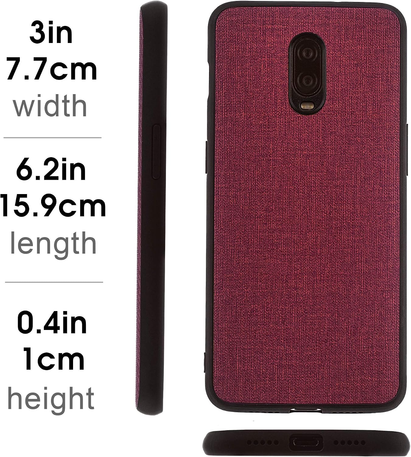 Rubberized Texture Plastic Phone Case for OnePlus 6T. Red - Image 2