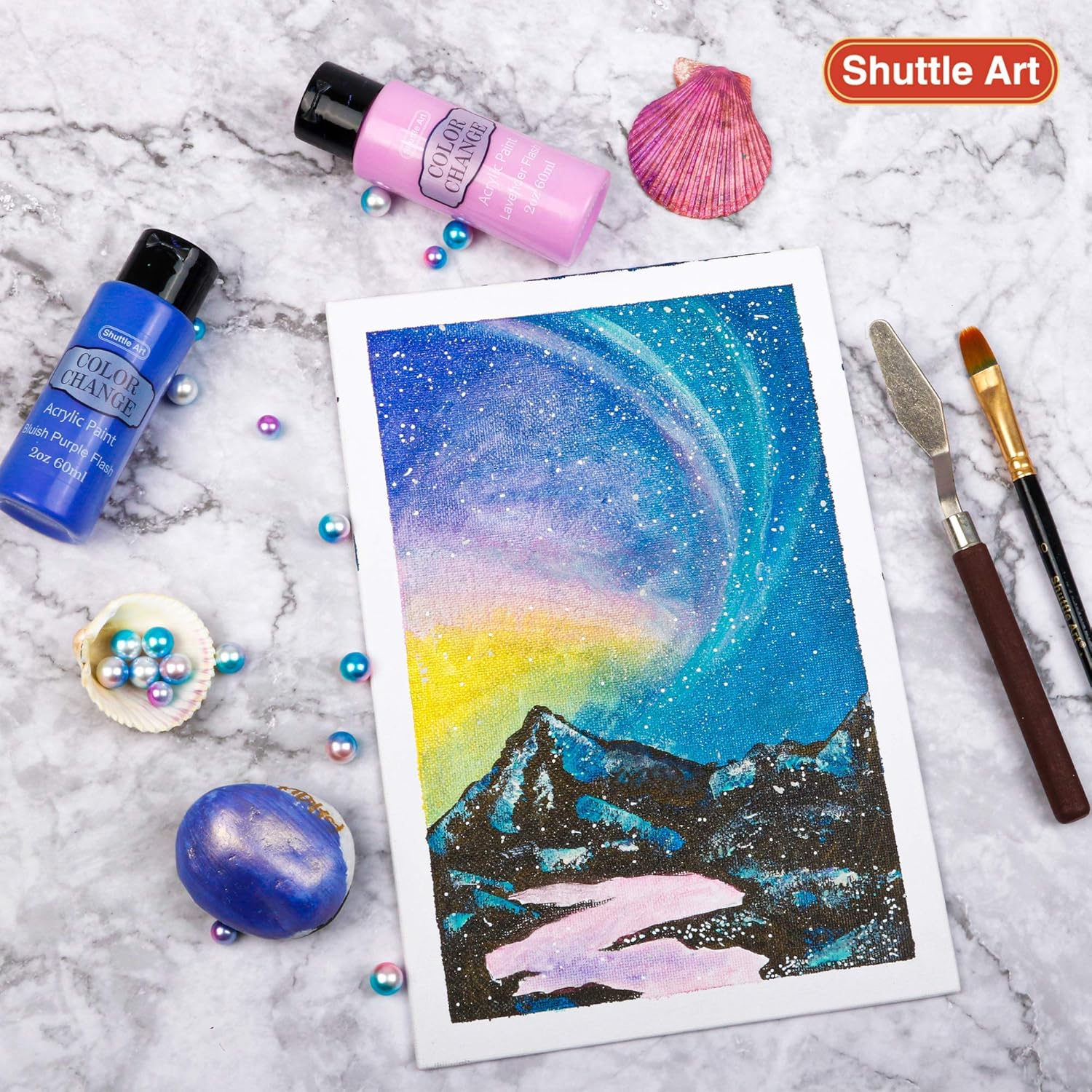Iridescent Acrylic Paint Set, Shuttle Art 16 Chameleon Colours - Image 4