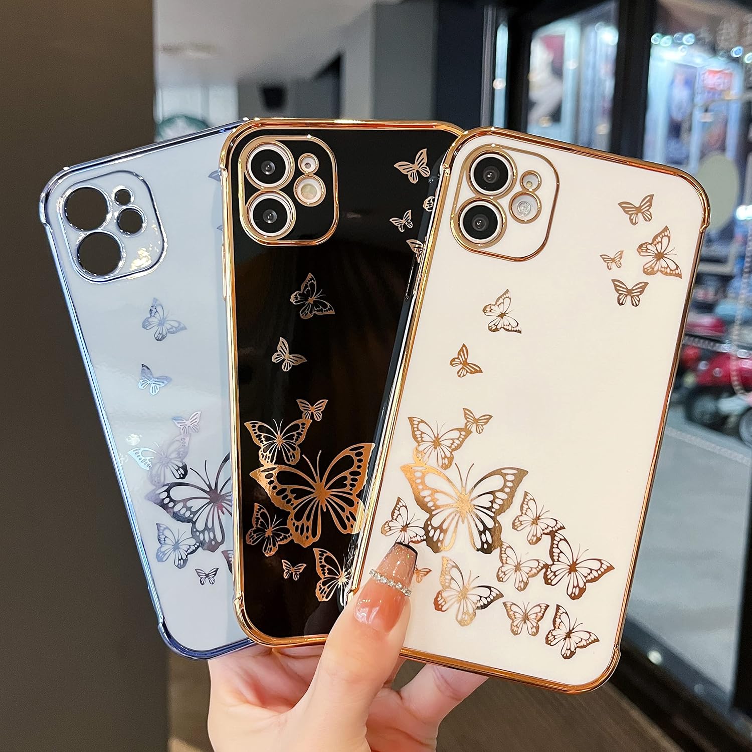 For iPhone 11 (6.1") Protective Gold Edge Shockproof Slim Case, Black - Image 2