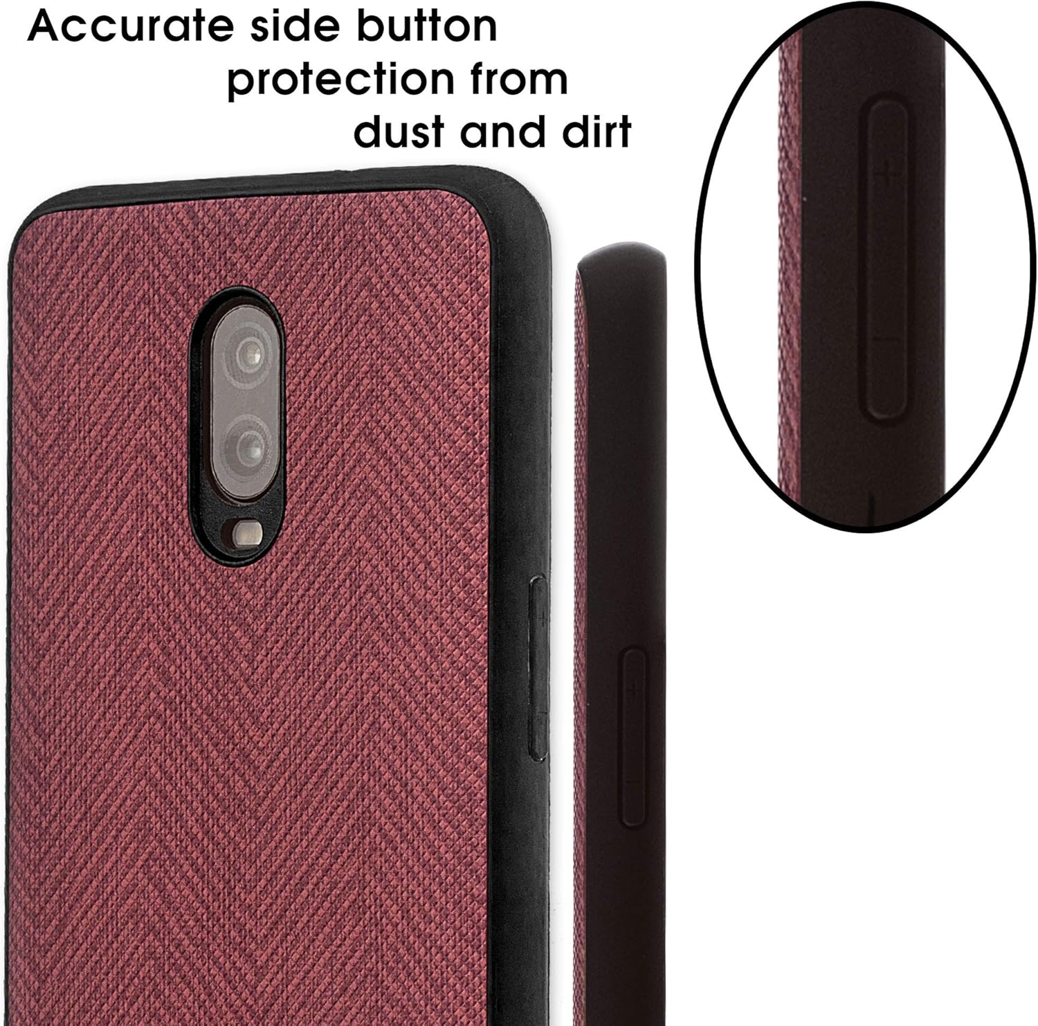Canvas Z Rubberized Texture Plastic Phone Case for OnePlus 6T. Dark Pink - Image 3