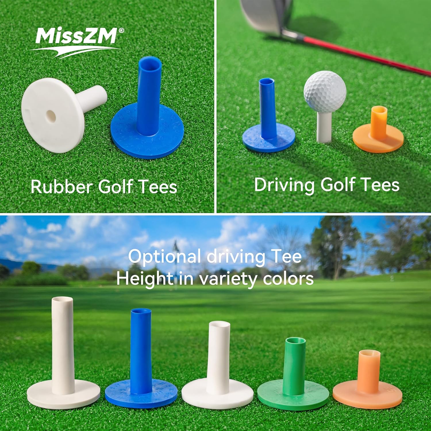 Golf Rubber Tees castle Driving Putting chipping Range Mixed size Practice Mat - Image 4