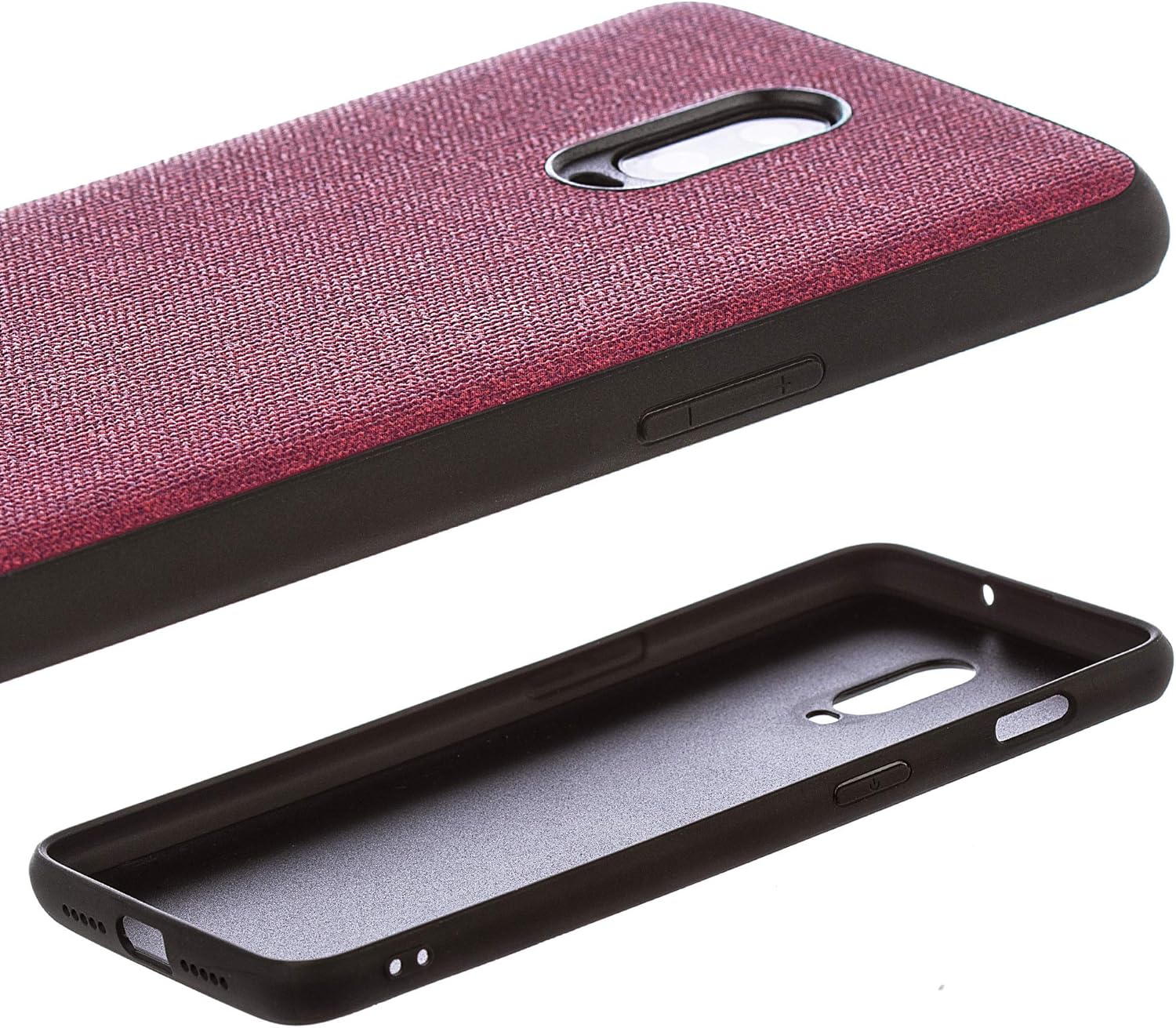 Rubberized Texture Plastic Phone Case for OnePlus 6T. Red - Image 4