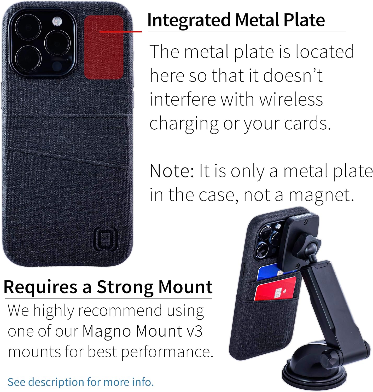 For iPhone 15 Pro Max Magnetic Mounting, 2 Pocket Synthetic Leather Wallet Case - Image 3