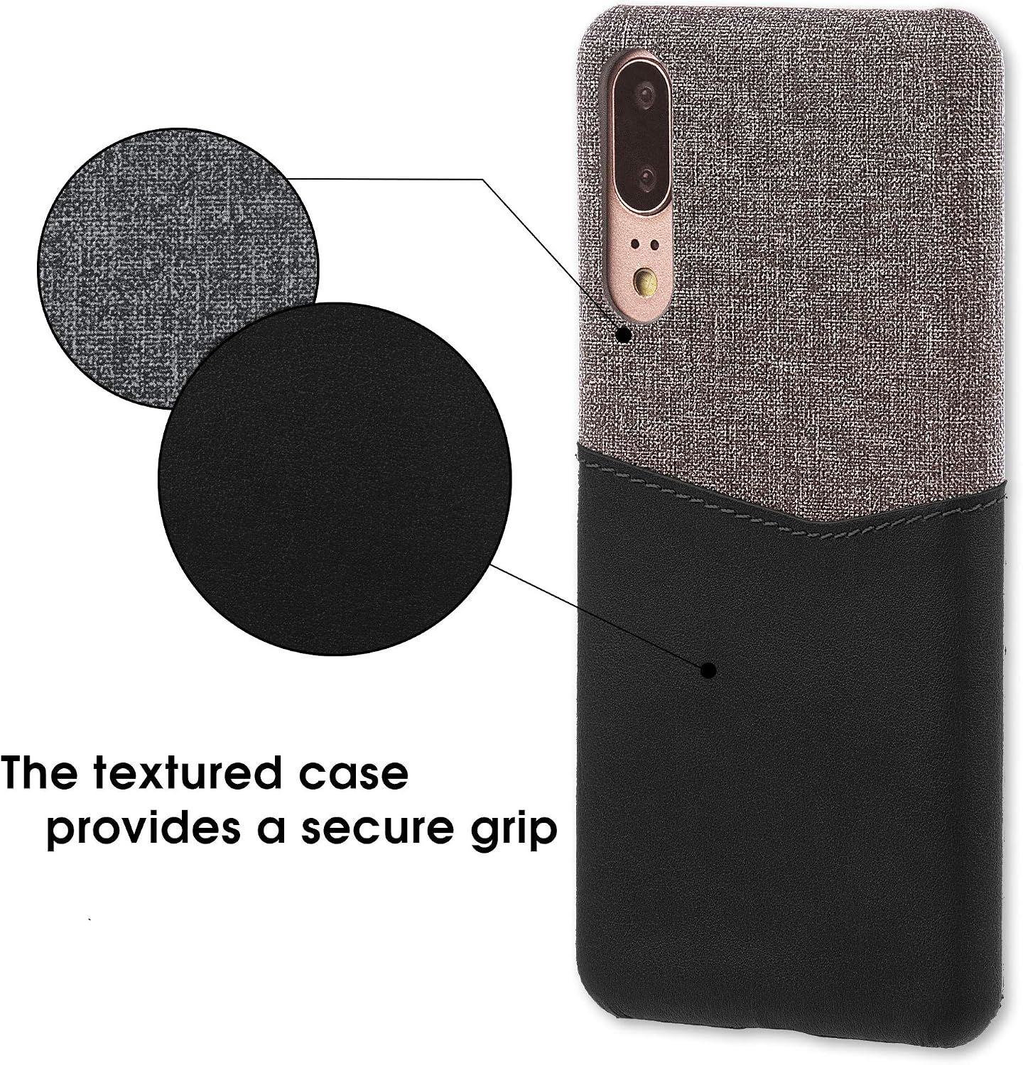 Card Wallet Plastic Phone Case Compatible with Huawei P20. PU Leather - Black - Image 4