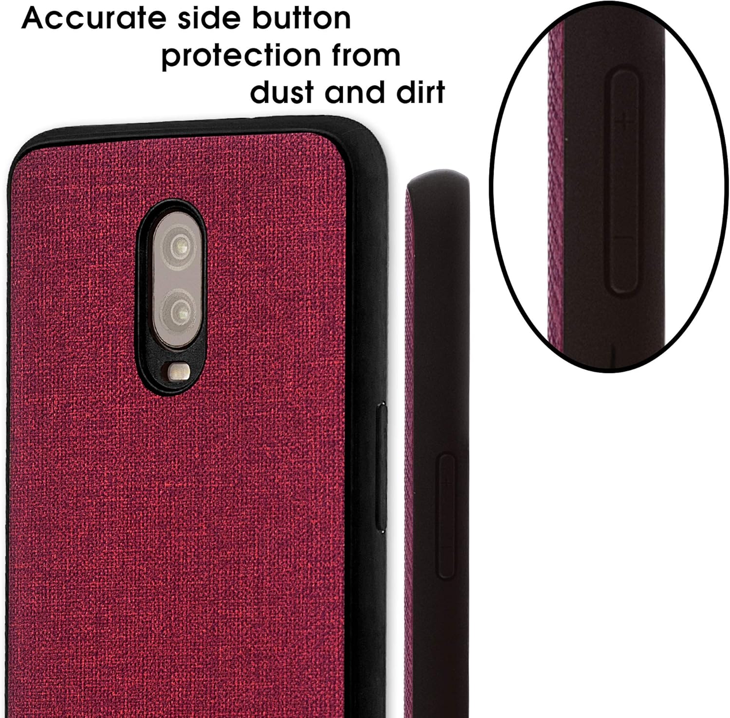 Rubberized Texture Plastic Phone Case for OnePlus 6T. Red - Image 3