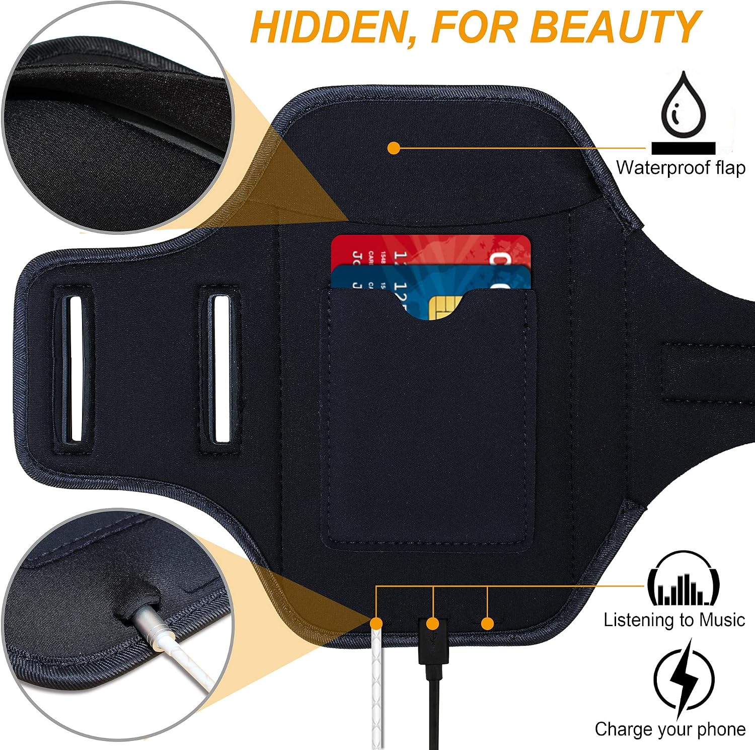 Water Resistant Running Armband Fingerprint Touch, Adjustable Strap Case - Image 5