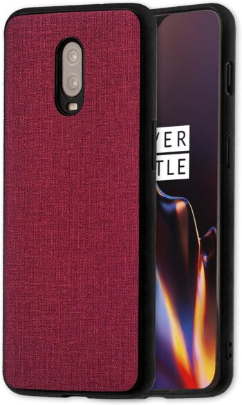 Rubberized Texture Plastic Phone Case for OnePlus 6T. Red