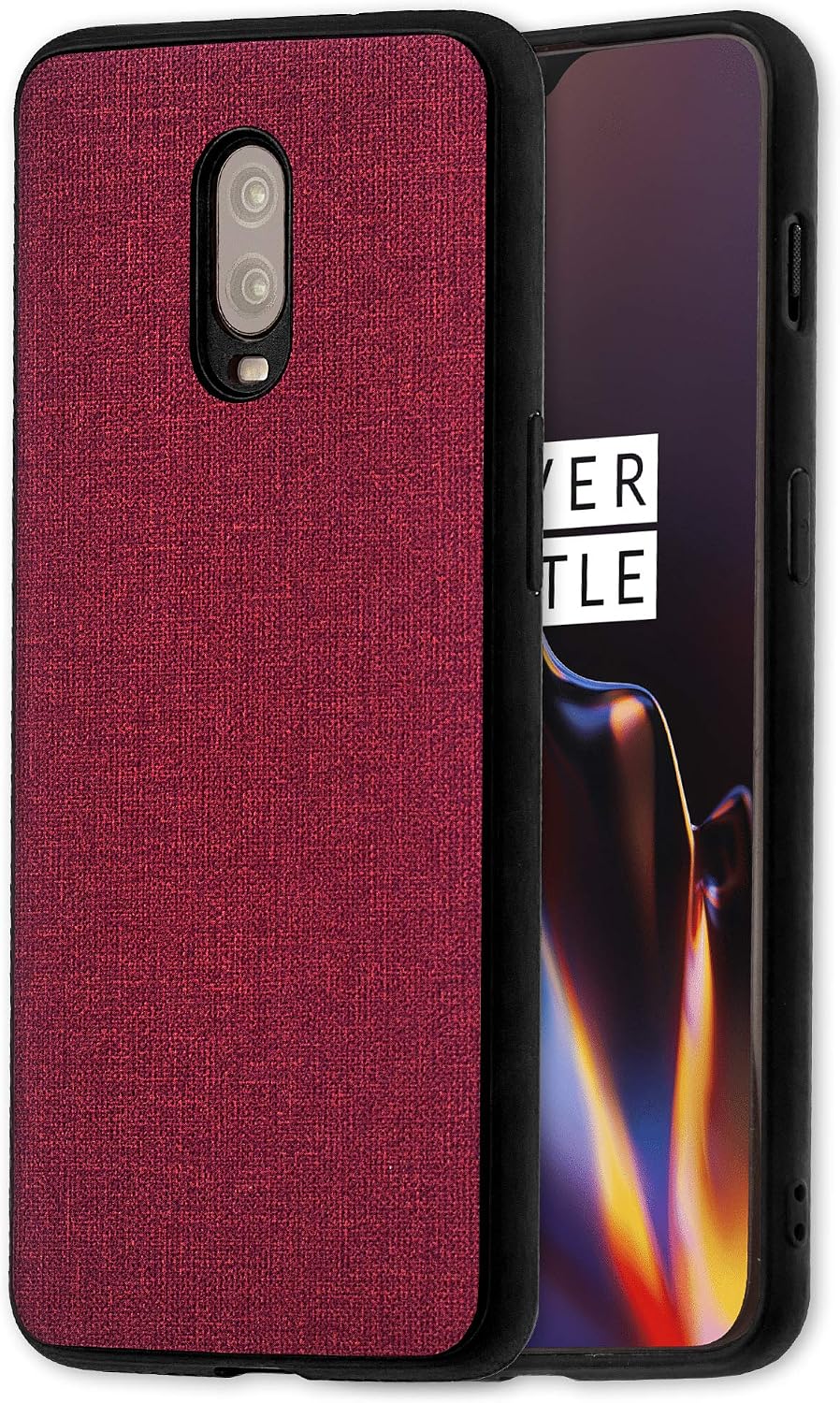 Rubberized Texture Plastic Phone Case for OnePlus 6T. Red