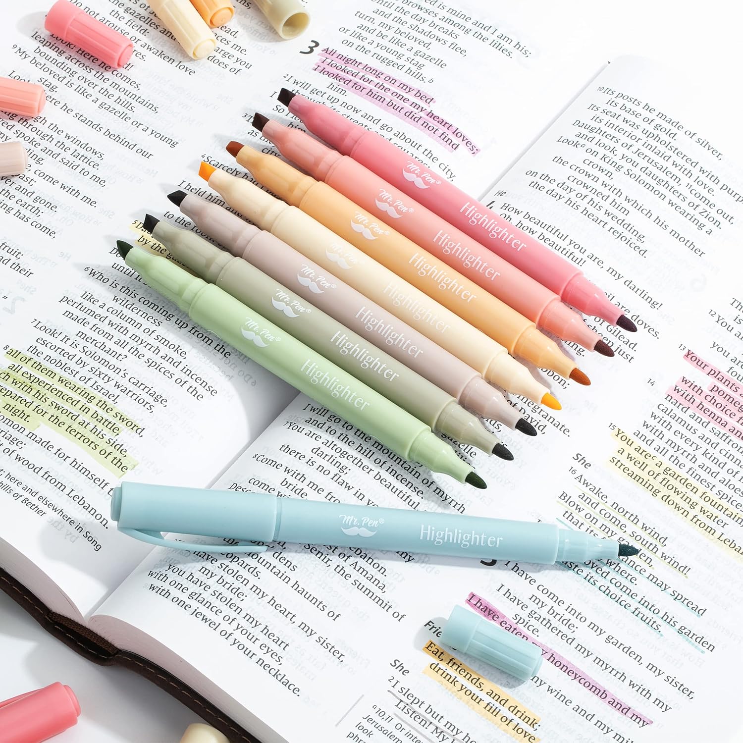 Cute Highlighter Pens, Dual Fine & Chisel Tip, Vintage colours, 8 Pack - Image 8