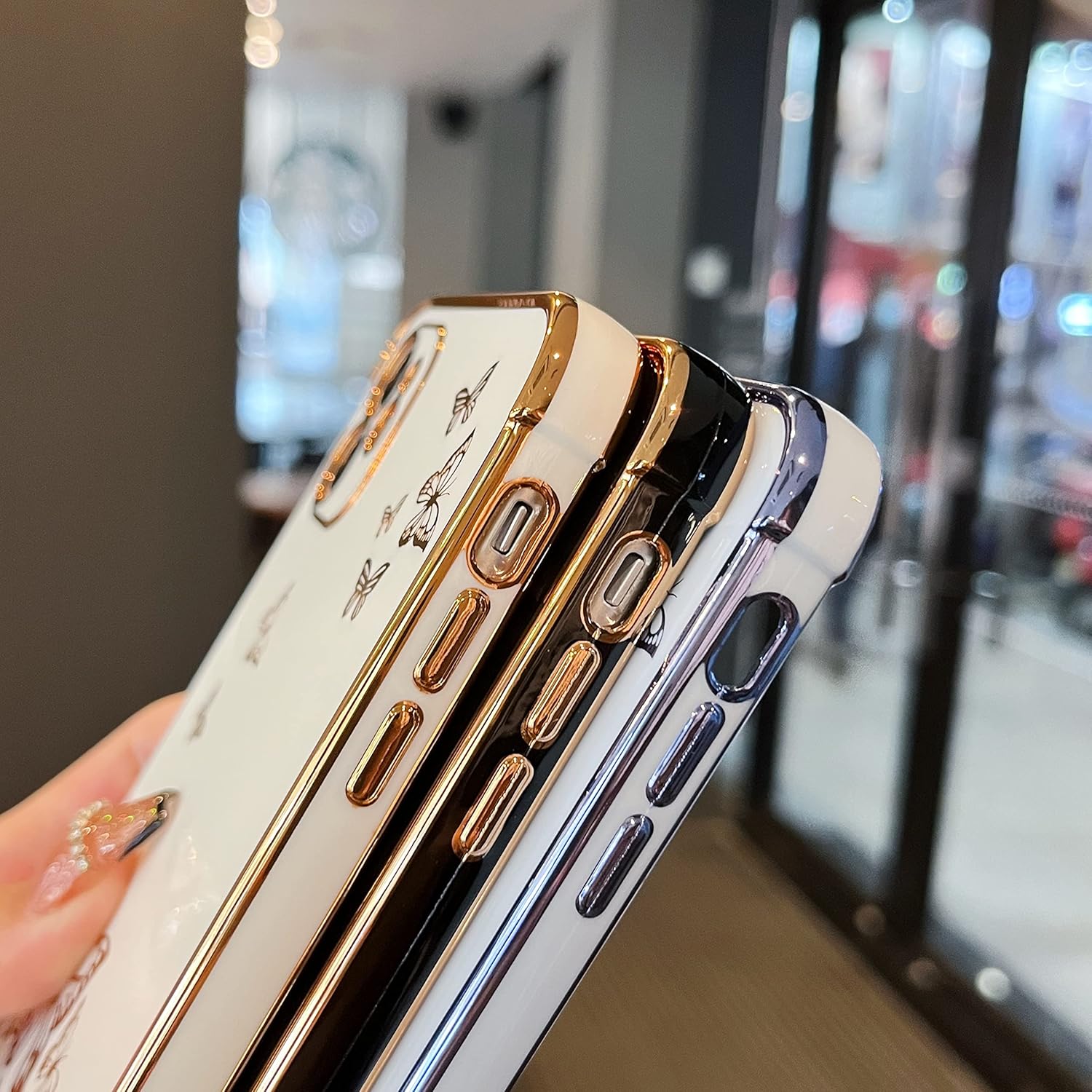 For iPhone 11 (6.1") Protective Gold Edge Shockproof Slim Case, Black - Image 3