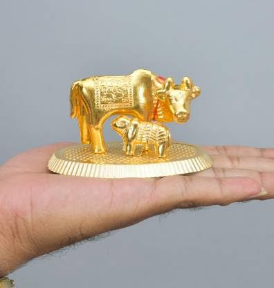 Krishan Kamdhenu Cow with Calf for Pooja, Kamdhenu Cow and Calf Brass Kamdhenu - Image 4