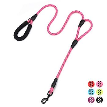 Rope Dog Leash 6ft Long,Traffic Padded Two Handle,Heavy Duty,Reflective Double