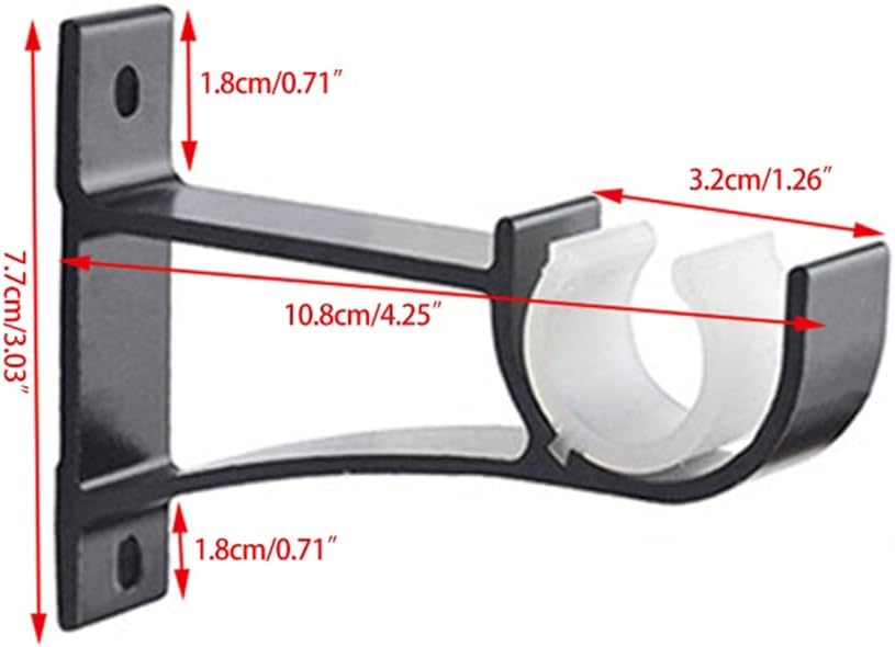 4 Pack Curtain Rod Brackets,Drapery Rod Aluminum Alloy Heavy Duty,Curtain Rod - Image 5