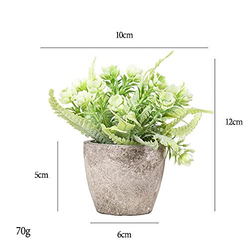 Mini Artificial Plants Potted 6 Pcs, Fake Potted Green Flower - Image 2