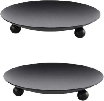 Iron Candle Holders, Decorative Iron Candle Holders, 2 Black 4.3'' x 0.78''