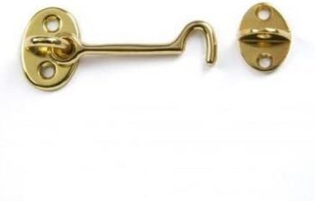 Polish Brass Cabin Hook and Eye, 65 mm Size
