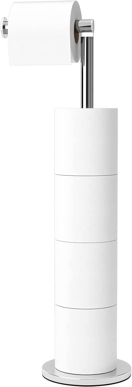 Folding Toilet Paper Holder Stand, Freestanding Toilet Roll Holder, Stainless